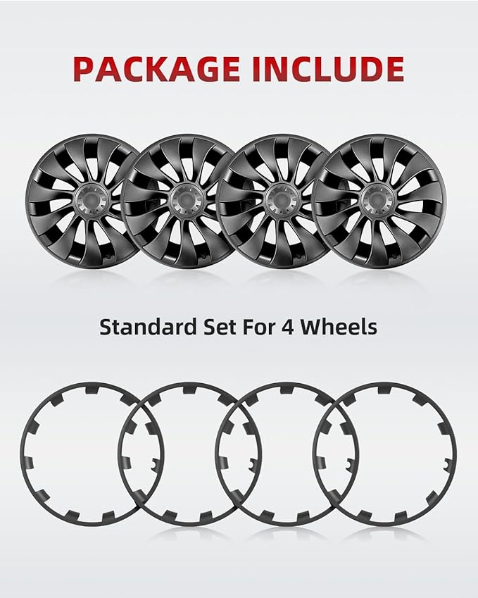 Model Y All-in-one Wheel Rim Protector for Tesla Model Y 21'' Uberturbine Wheel - Strips for Curb Rash Prevention - Set of 4 Rim Protector Easy to Install(Gunpowder,21'')