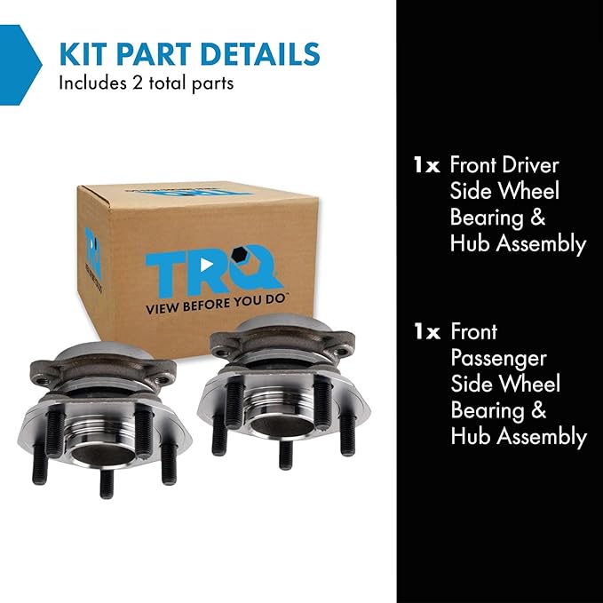 TRQ Front Driver and Passenger Side Wheel Bearing and Hub Assembly Set 2 Piece Compatible with 2017-2019 Tesla Model 3 Rear Wheel Drive
