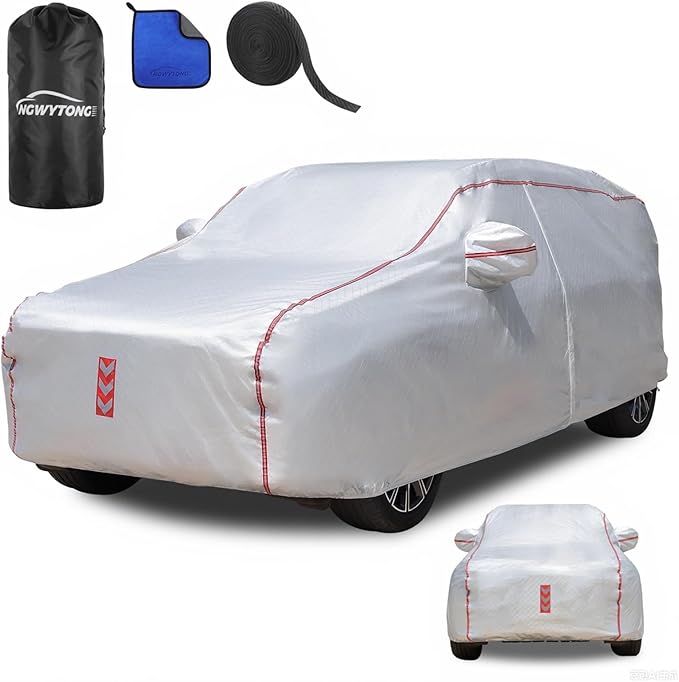 SUV Car Cover, 360° Underbody Wrap Design, All-Weather Waterproof Car Cover, Suitable for SUV Vehicle Body Length 191 to 200 in