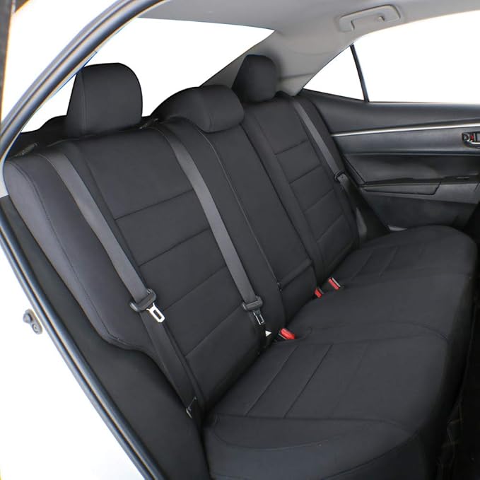 EKR Model S Seat Cover for Tesla Model S 2014 2015 2016(Front Fixed Headrests, Front Full Side Coverage, 3 Rear Headrests) Neoprene Seat Covers Full Set,Car Seat Protector- Neoprene (Black)