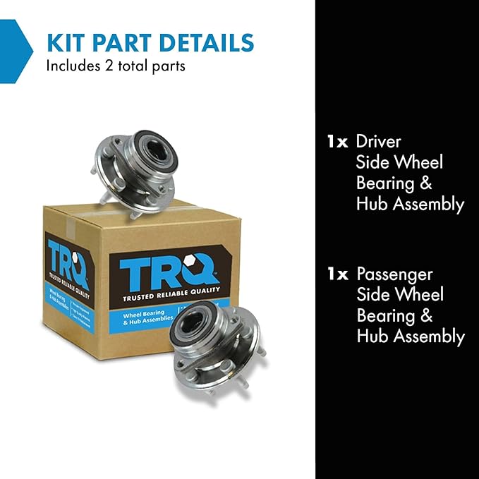 TRQ Driver and Passenger Side Wheel Bearing and Hub Assembly Set 2 Piece Compatible with 2010-2016 Cadillac SRX 2011 Saab 9-4X