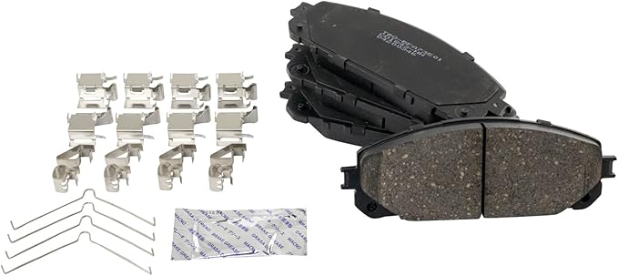 TRQ Front Brake Pads Ceramic Hardware Wear Sensor Compatible with 2016-2021 Jeep Cherokee