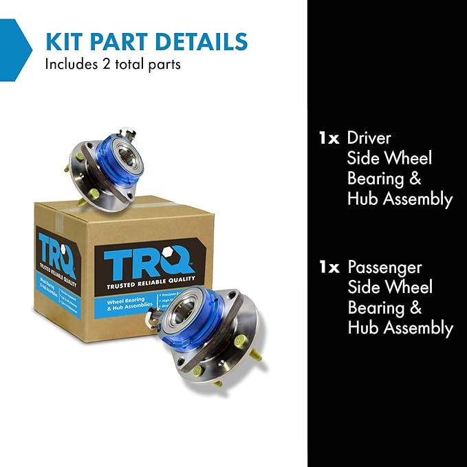 TRQ Driver and Passenger Side Wheel Bearing and Hub Assembly Set 2 Piece Compatible with 2003 Cadillac CTS Rear 2004-2007 CTS Base Model Rear 2005-2008 STS AWD Rear 2005-2007 STS AWD Front