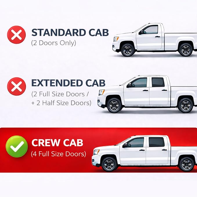 KPY Rain Guards Fit for 2001-2007 Chevrolet Silverado/GMC Sierra Crew Cab, Out-Channel Window Visors Vent Deflectors, 2002-2006 Chevy Avalanche/Suburban/Cadillac Escalade/GMC Yukon XL (Crew Cab Only)