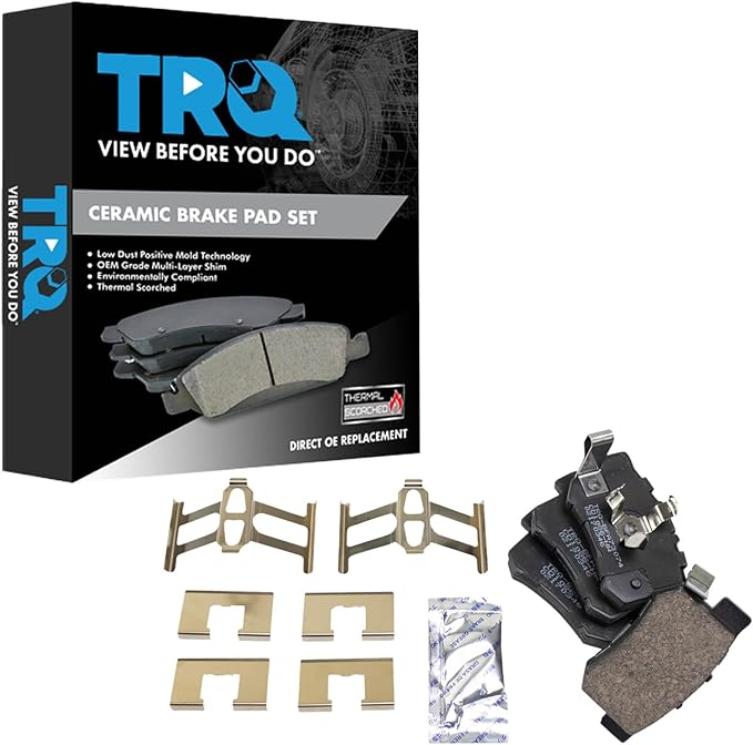 TRQ Rear Brake Pads Ceramic Hardware Wear Sensor Compatible with 2010-2018 Acura RDX 2010-2011 Honda Accord Crosstour 2005-2016 CR-V 2012-2015 Crosstour