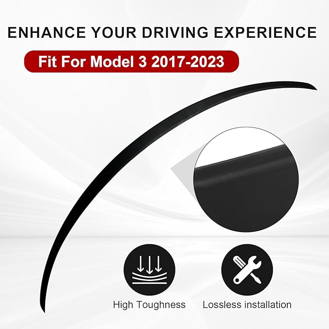 Spoiler Fit for Tesla Model 3 2017-2023, Upgrade ABS Material Rear Spoiler Wing OEM Rear Trunk Lip, Model 3 Accessories, Matte Black