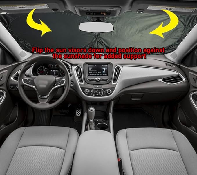 Gven Windshield Sun Shade Universal Fit for Car Window Sunshades Cover Automotive Interior Sun Protector Accessories for Compact& Midsize Sedan,Com& Subcompact SUV,Small Pickup,Wagon(Eyes-Grey, S)