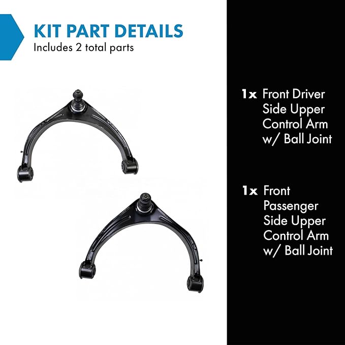 TRQ Front Upper Driver and Passenger Side Control Arm and Ball Joint Set 2 Piece Compatible with 2009-2010 Dodge Ram 1500 2011-2018 Ram 1500 2019-2023 1500 Classic