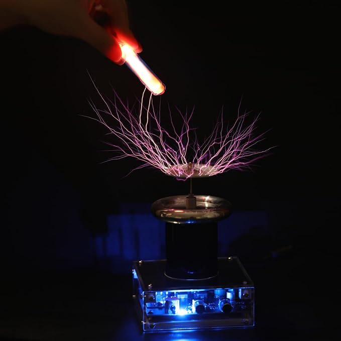 JZENT Bluetooth Music Tesla Coil SSTC Desktop Toy Plasma Loudspeaker Arc Generator Wireless Transmission Teaching Demonstration Experiment Model JE-28