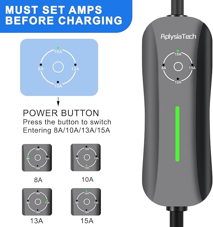 Portable Tesla Charger Level 1, 15Amp 110V, 1.65KW Tesla Electric Vehicle Charger, 21Ft Extension Cord, Plug-in Electric Car Home Charging Station,Compatible with All Tesla Models X/Y/3/S