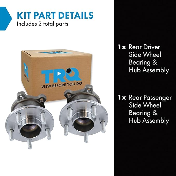 TRQ Rear Left and Right Wheel Bearing and Hub Assembly Set 2 Piece Compatible with 13-19 Ford Escape Front Wheel Drive 15-19 Lincoln MKC Front Wheel Drive with Automated Parking System