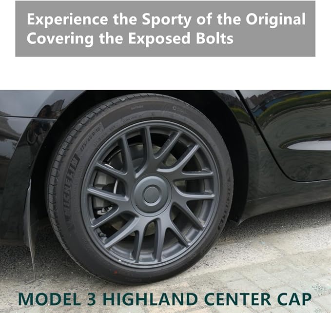 Wheel Center Cap for Tesla Model 3 2024 2025 Highland Wheel Hub Caps Wheel Center Cover Model 3 Replacement Exterior Accessories - Set of 4