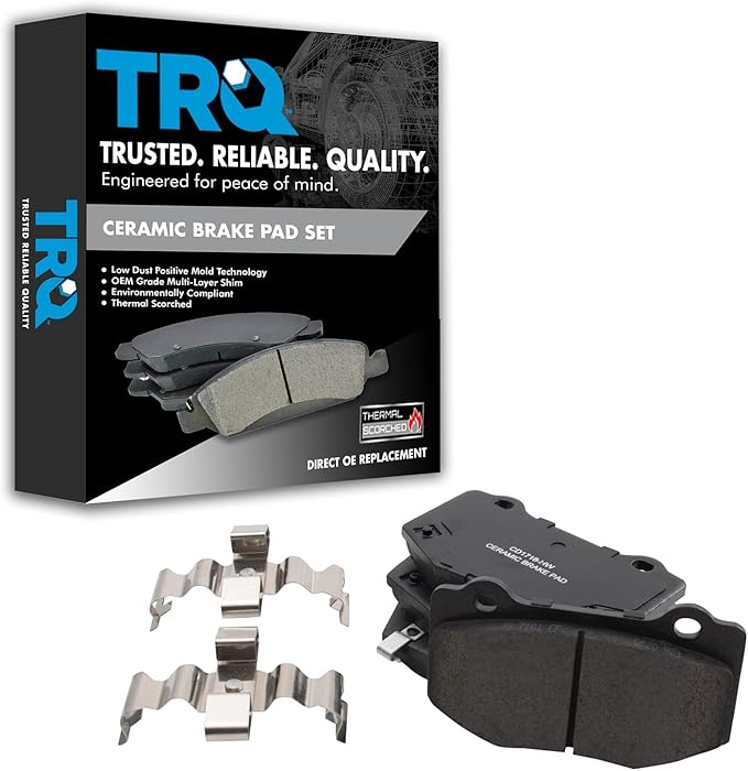 TRQ Rear Brake Pads Ceramic Hardware Wear Sensor Compatible with 2016-2019 Cadillac ATS 2016-2020 Chevrolet Camaro 2014-2019 Corvette