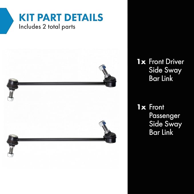TRQ Front Sway Bar Link Set 2 Piece Compatible with 11-16 BMW 528i 12-16 528i xDrive 11-16 535i 11-16 535i xDrive 14-16 535d 14-16 535d xDrive 11-16 550i 11-16 550i xDrive 10-17 535i GT