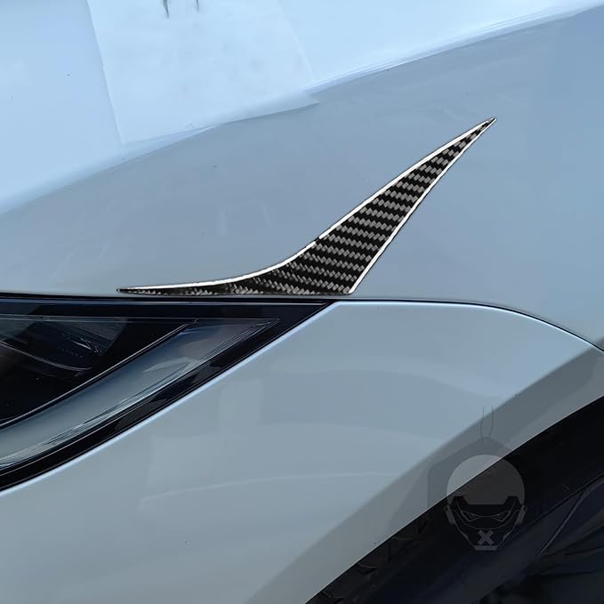 Carbon Fiber Stickers Front Headlight Eyebrow Headlamp Eyelid Eye Lid Decoration Sticker Car Exterior Trim Compatible with Tesla Model 3 2024 2025 Accessories Overlay Decal Cover