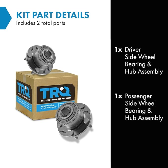 TRQ Left and Right Wheel Bearing and Hub Assembly Set 2 Piece Compatible with 89-98 Mazda MPV RWD 00-01 MPV ES 02-06 MPV 01-03 Protege ES 03 Protege MazdaSpeed 01 Protege MP3 02-03 Protege5