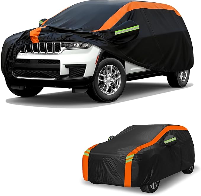 Car Cover for Ford Explorer 1995-2010, Jeep Grand Cherokee 2011-2026(Not Fit for L), Multi-Layer Automobiles Covers Waterproof All Weather with Zipper Door, Sun Rain Snow Dust Protection