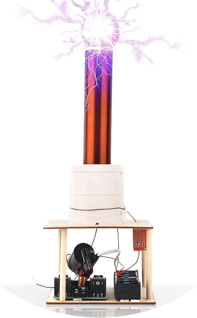 Tesla Coil DIY Kit, PEMENOL Touchable Plasma Ball Spark Gap Arc Generator for Physics Teaching, Arc Plasma Artificial Lighting Science Experiment Model for College University Electronic Education
