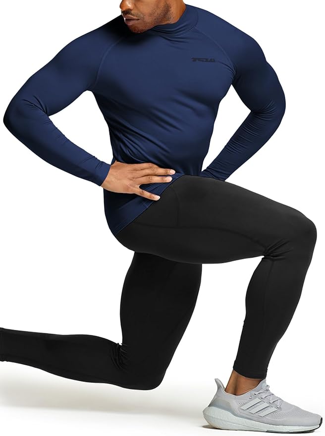 TSLA Men's Thermal Long Sleeve Compression Shirts, Mock/Turtleneck Winter Sports Running Base Layer Top