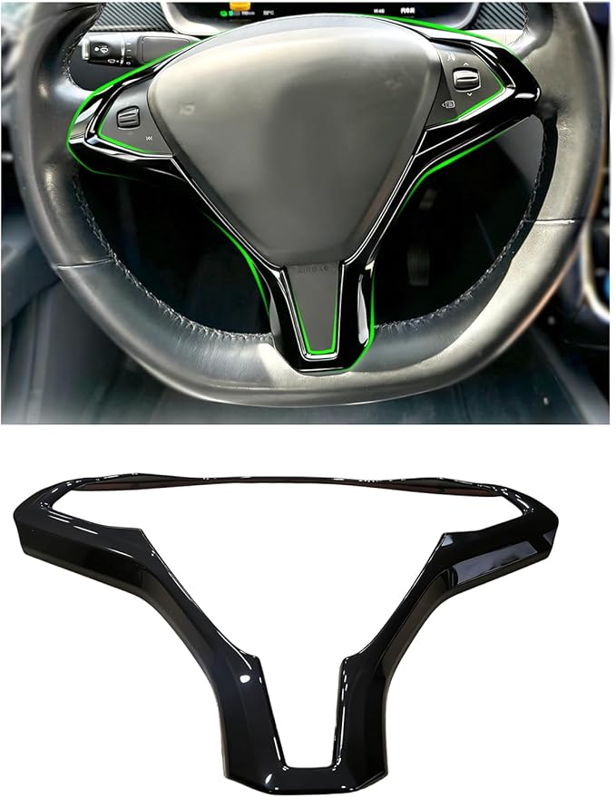 Car Center Console Steering Wheel Cover Frame Trim for Tesla Model X Model S 2014-2024 Interior Accessories ABS Gloss Black Inner Decoration