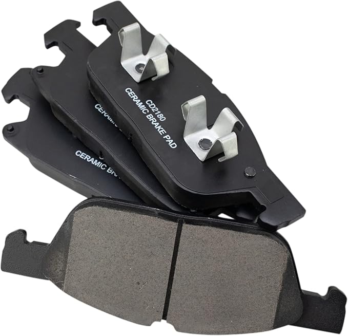 TRQ Front Ceramic Brake Pad Set Includes Contact Point Grease Compatible with 2024 Ford Edge with Red Painted Calipers 22-23 Edge ST with Red Painted Calipers 19-20 Edge ST