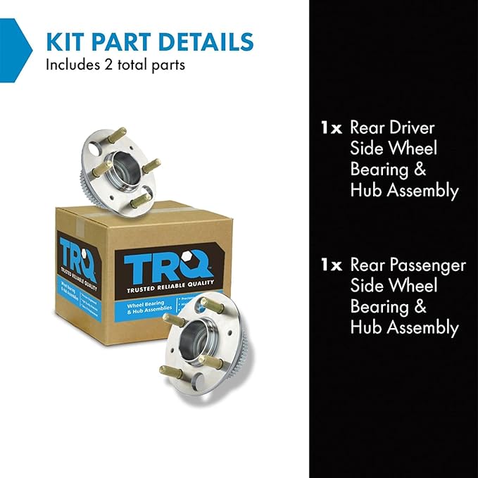 TRQ Rear Wheel Bearing and Hub Assembly Set 2 Piece Compatible with 1992-1998 Acura Integra GS-R 1994-1998 Integra LS 1990-1993 Integra GS 1994-1995 Honda Civic 4 Wheel ABS Brakes