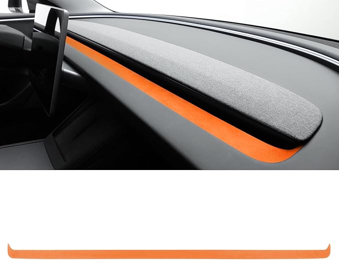 Betterhumz Car Dashboard Panel Trim for Tesla Model 3 M3 Highland 2026 2024 2025 Center Console Front Air Condition Vent Cover Sticker Moulding Tuning Accessories (for Alcantara Orange)