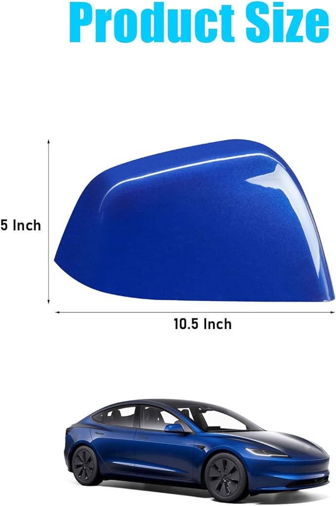 Jaronx Compatible with Tesla Model 3 Side Mirror Cover Replacement 2017 2018 2019 2020 2021 2022 2023 2024 2025, Passenger Side Rear View Door Mirror Cover Caps for Model 3 Accessories(Blue)