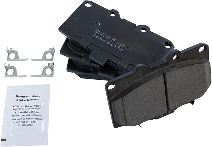 TRQ Front Brake Pads Ceramic Hardware Wear Sensor Compatible with 2006-2007 Subaru Impreza