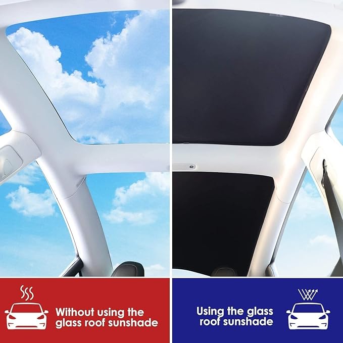 Sunshade for Tesla Model 3 (2024) - Sunshade Roof Window Insulation UV Rays Protection Front and Rear Top Windows Sun Shade Skylight Reflective Covers (Black)