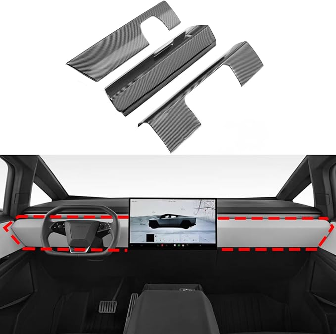Barong for Tesla Cybertruck Accessoriess Interior Stickers Car Central Control Dashboard Panel Cover Trim Frame Decal Carbon Fiber Pattern