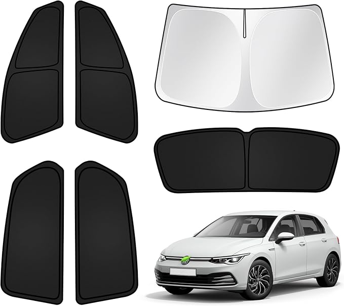T TGBROS Windshield Sun Shade for Volkswagen Golf Mk8 2022-2023 2024 Car Window Shades Thicken UV Block and Blackout Privacy Foldable Sunshades 6PCS Accessories Keep Cool Sun Visor Covers