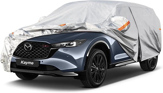 Kayme 6 Layers SUV Car Cover Custom Fit for Mazda CX-5 CX5 CX50 CX-50(2012-2025) Waterproof All Weather for Automobiles, Outdoor Full Cover Rain Sun UV Protection.Silver