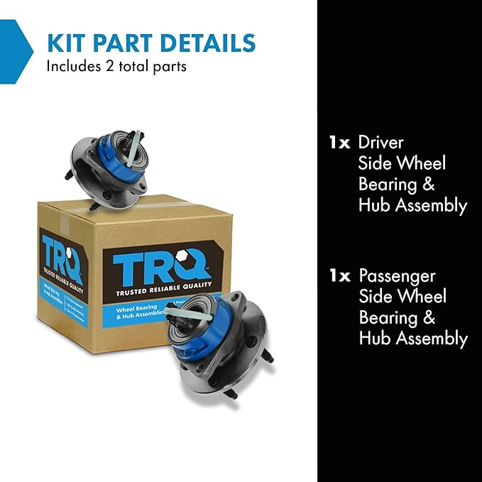 TRQ Front Left and Right Wheel Bearing and Hub Assembly Set 2 Piece Compatible with 00-08 Chevrolet Impala with 4 Wheel ABS Brakes 09-13 Impala 14-16 Impala Limited 06-11 Buick Lucerne