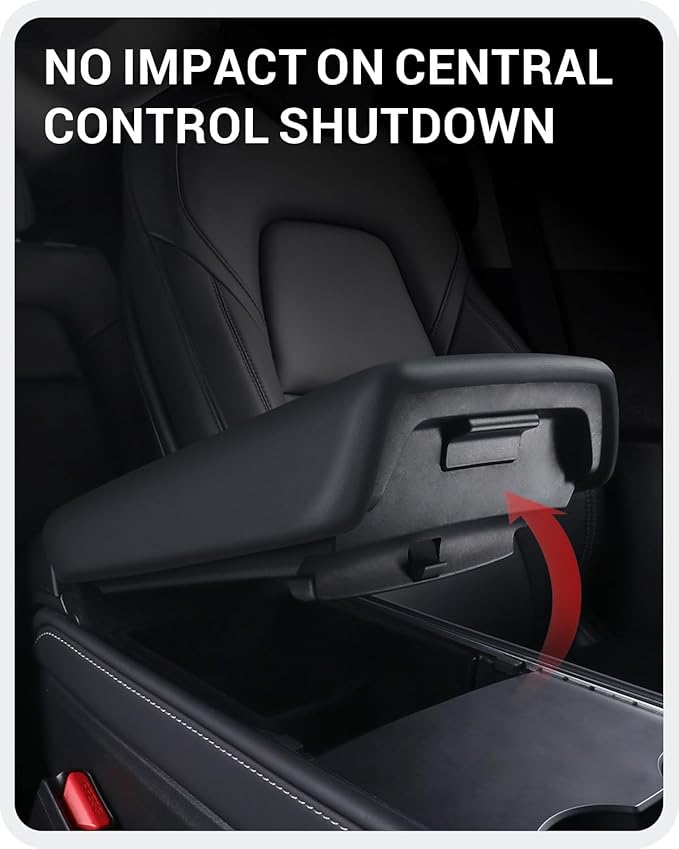 BASENOR Upgraded Tesla Model Y Model 3 Center Console Cover TPU Armrest Cover Non-Slip Protector Armrest 2017-2024 Tesla Interior Accessories Black (Not Compatible with 2024 2025 Tesla Model 3)