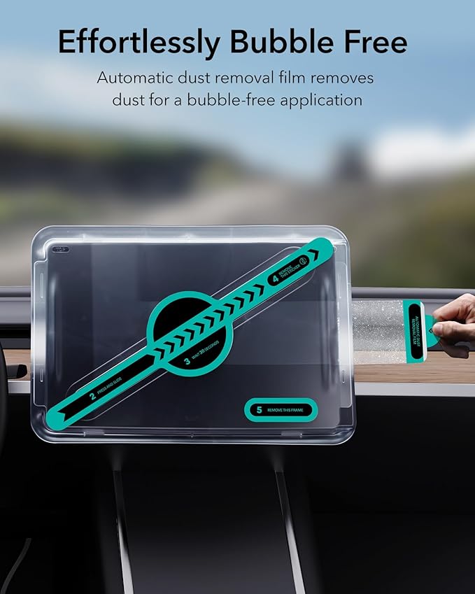 ESR Tempered-Glass Screen Protector for Tesla Model 3 Highland (2024), Matte Glass Film with Alignment Kit, Scratch and Shock Resistant, Bubble Free and Fingerprint Resistant