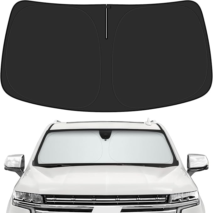 Car Windshield Sun Shade for Chevy 2021-2025 2026 Tahoe Accessories (OEM Design) Reflective Foldable Heat Insulation Sunshade for Ultimate Protection