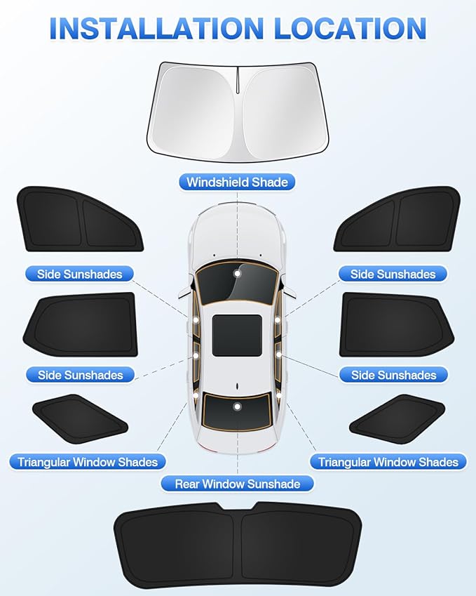 Sunshades for Chevrolet/Chevy Traverse 2018-2023 Accessories Windshield Sun Shade Side Rear Window Shade Cover Sun Visor Shield Privacy Protection Keep Vehicle Cool Black 8PCS
