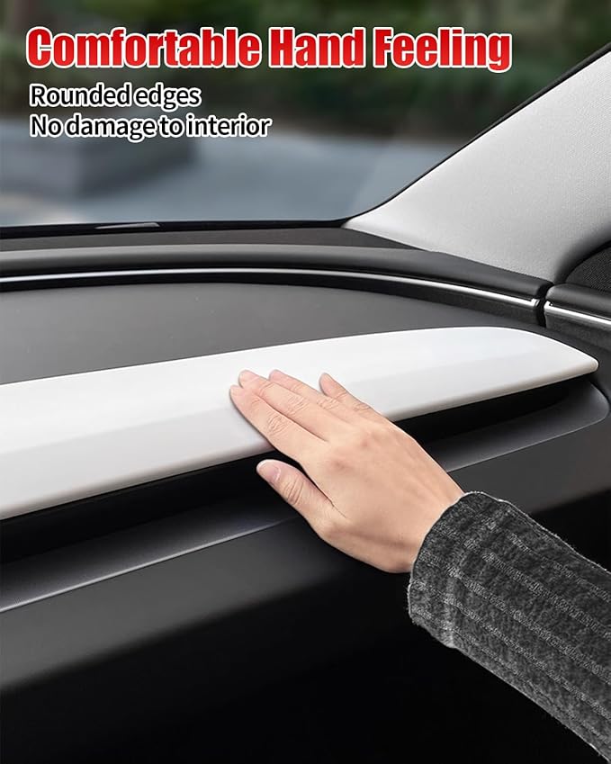 KKTR-CAR Dashbooard Cover 2pcs ABS Dashboard Panel Trim Cover Sticker Compatible with Tesla Model Y Juniper 2025 2026 Model 3 Highland 2024-2026 (Matte White)