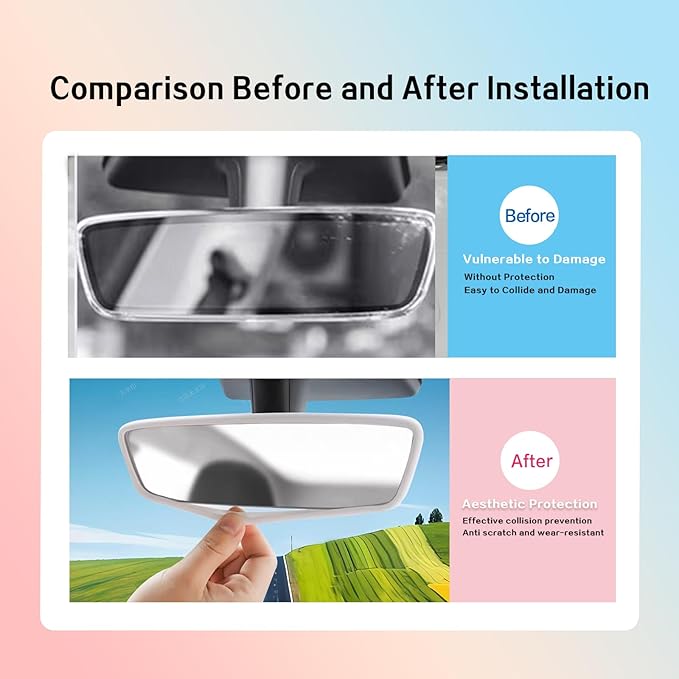 for 2017-2023 Tesla Model 3/2021-2024 Model Y Central Screen and Interior Mirror Protector Frame Interior Accessories (White -M3/Y-2pcs)