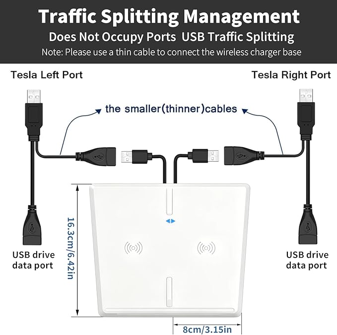 White Wireless Charger for 2017-2020 Tesla Model 3, Dual 15W Tesla Model 3 Wireless Charger Pad, Centre Console Accessory Panel, OEM White Interior Match, Compatible with All Qi Phone