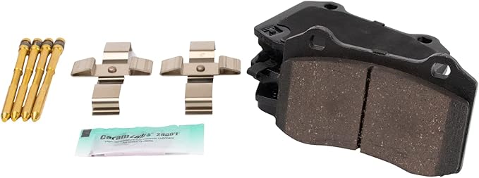 TRQ Rear Ceramic Brake Pad Set Compatible with 10-13 Hyundai Genesis Coupe with 4 Piston Rear Calipers 14 Genesis Coupe 2.0T 14-16 Genesis Coupe 3.8 12-15 Tesla Model S