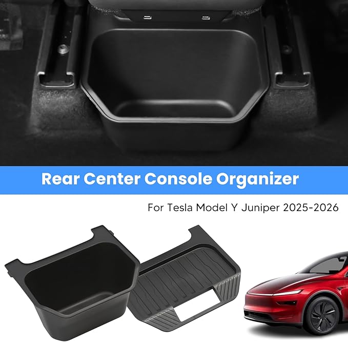 Shademax Custom for 2025 2026 Tesla Model Y Trash Can, Model Y Juniper Rear Center Console Organizer with Lid Cover, Backseat Storage Box Garbage Can Bin for 2026 Model Y Juniper Launch Accessories
