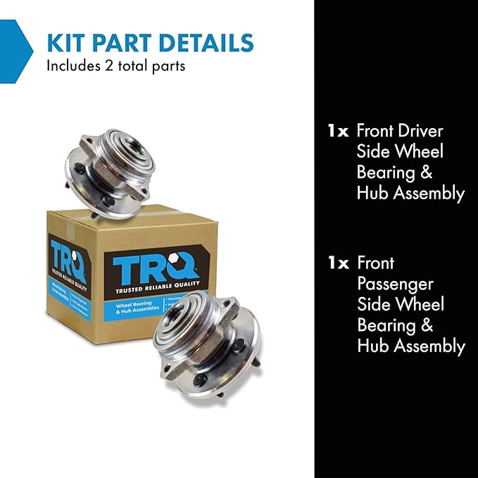 TRQ 2 Piece Front Wheel Bearing & Hub Assembly Set Compatible with 2002-2005 Jeep Liberty