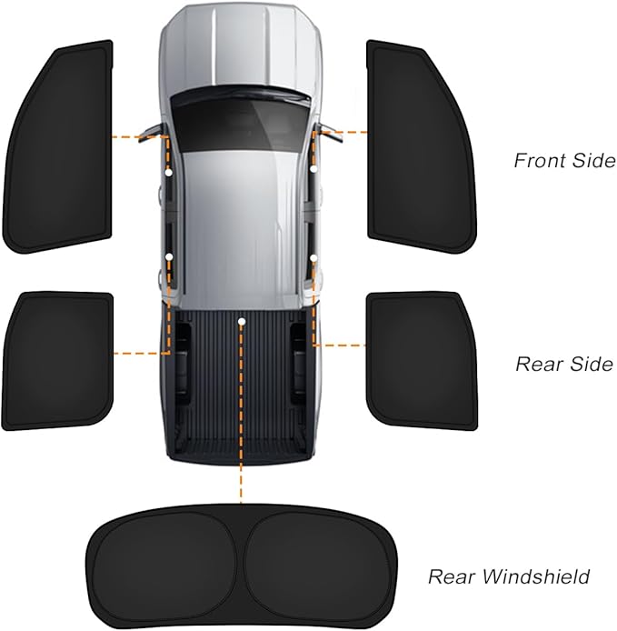 KUST Car Window Shades for Ford F-150 2015-2020 Side Window Covers with Rear Windshield Sun Shade UV Block Privacy Protection F150 Accessories for Camping Blackout 5PCS