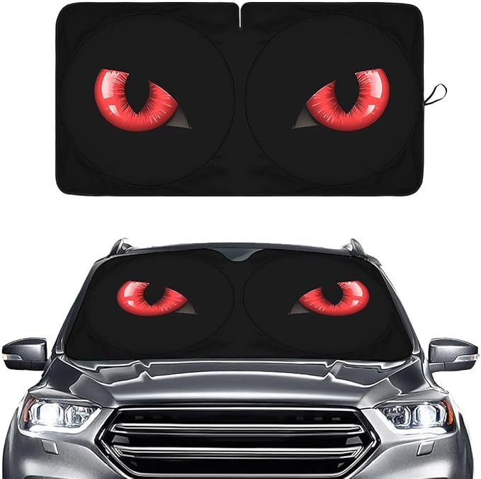 Evil Eyes Movie Windshield Sun Shade for Car SUV Truck (55x29 Inches), Automobile Sunshade, Protector Blocks UV, Spring Car Decor