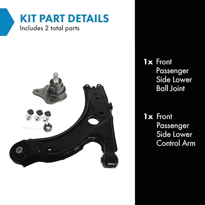 TRQ Front Right Lower Control Arm with Ball Joint Compatible with 1998-2007 Volkswagen Beetle 2000-2006 Golf 2000-2005 Jetta