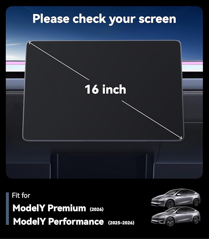 3 in 1 16“ New Model Y Premium & performance (2026) Screen Protector Matte 3 Psc Protector Center Display + Rear Touchscreen + Rearview Mirror Model Y