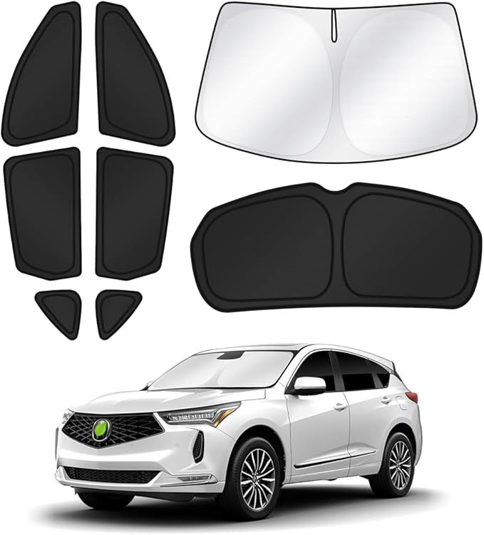 Sunshades for 2019-2025 2026 Acura RDX Accessories Windshield Sun Shade Side Rear Window Shade Cover Sun Visor Shield Privacy Protection for Camping Keep Vehicle Cool Black 8PCS