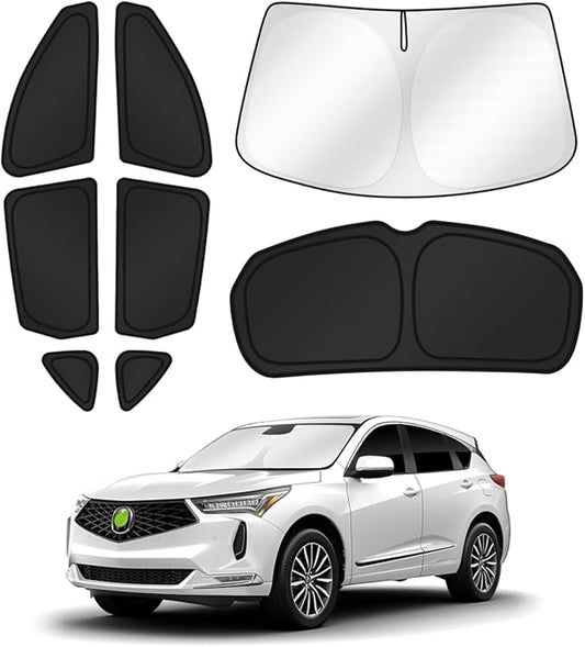 Sunshades for 2019-2025 2026 Acura RDX Accessories Windshield Sun Shade Side Rear Window Shade Cover Sun Visor Shield Privacy Protection for Camping Keep Vehicle Cool Black 8PCS